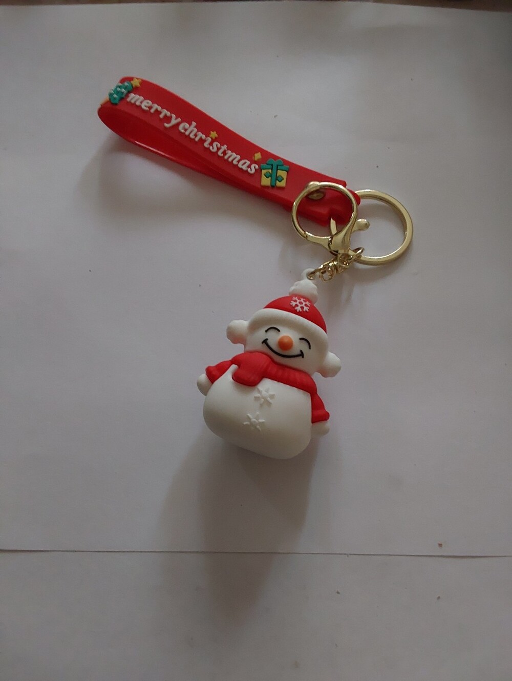 Merry Christmas Red & White Snowman Bag Charm